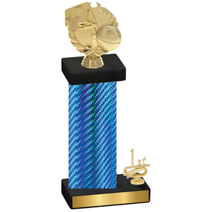 Accented Single Blue Carbon Fiber First Place Basketball Trophy