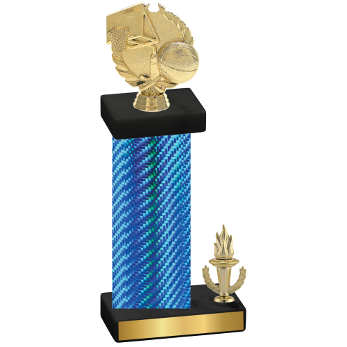 Accented Single Blue Carbon Fiber Victory Basketball Trophy