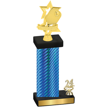 Accented Single Blue Carbon Fiber Year Pickleball Trophy