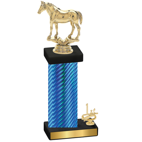 Accented Single Blue Carbon Fiber First Place Horses Trophy