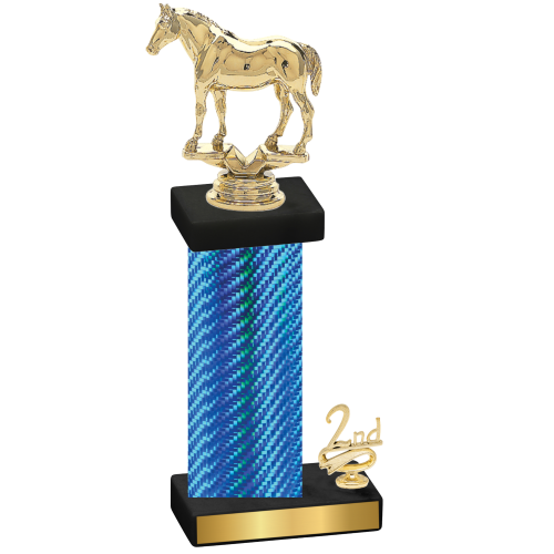 Accented Single Blue Carbon Fiber Second Place Horses Trophy