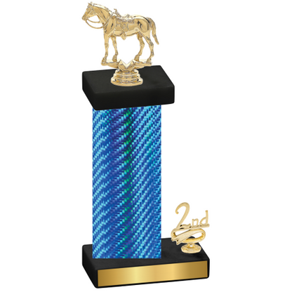 Accented Single Blue Carbon Fiber Second Place Horses Trophy