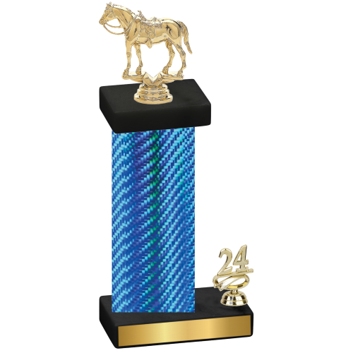 Accented Single Blue Carbon Fiber Year Horses Trophy