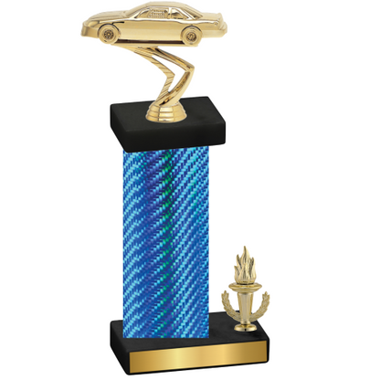 Accented Single Blue Carbon Fiber Victory Cars Trophy