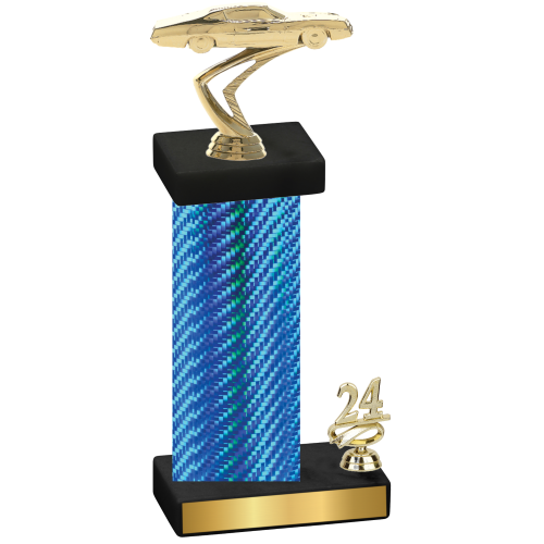 Accented Single Blue Carbon Fiber Year Cars Trophy