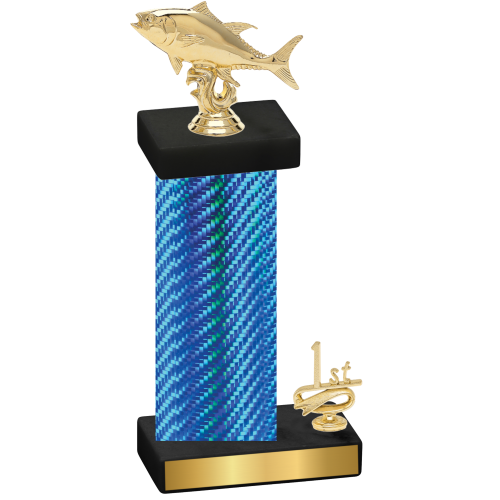 Accented Single Blue Carbon Fiber First Place Fishing Trophy