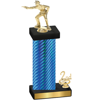 Accented Single Blue Carbon Fiber Second Place Shooter Trophy