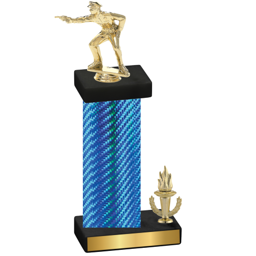 Accented Single Blue Carbon Fiber Victory Shooter Trophy