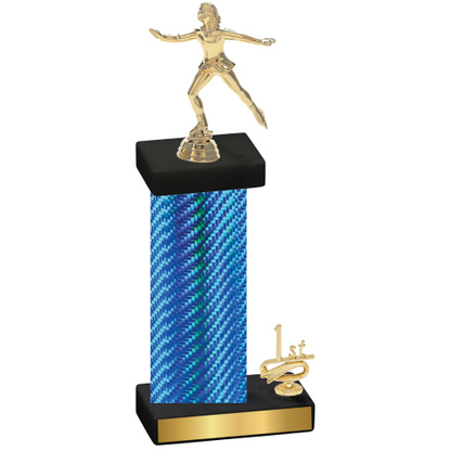 Accented Single Blue Carbon Fiber First Place Skater Trophy