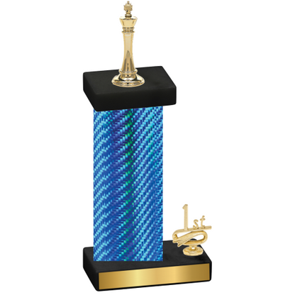 Accented Single Blue Carbon Fiber First Place Chess Trophy