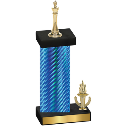 Accented Single Blue Carbon Fiber Victory Chess Trophy