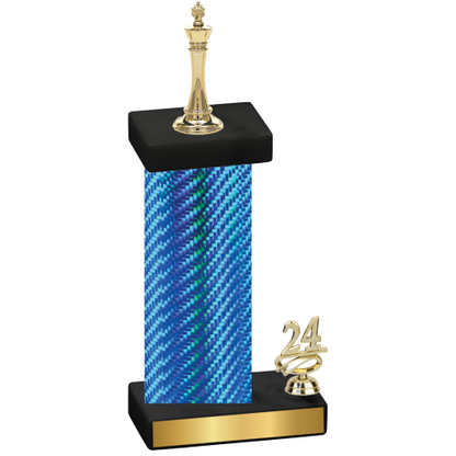 Accented Single Blue Carbon Fiber Year Chess Trophy