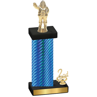 Accented Single Blue Carbon Fiber Second Place Holiday Trophy