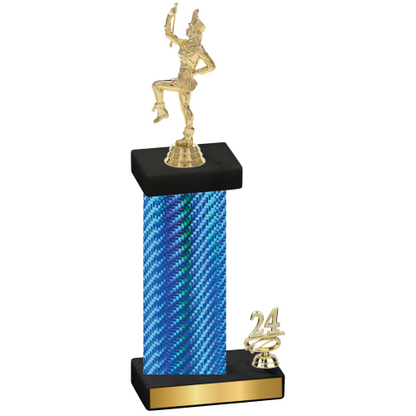 Accented Single Blue Carbon Fiber Year Majorette Trophy