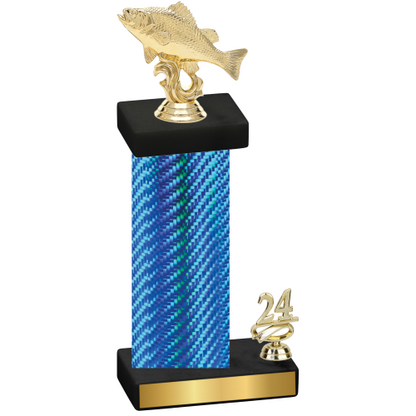 Accented Single Blue Carbon Fiber Year Fishing Trophy