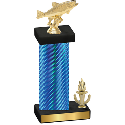 Accented Single Blue Carbon Fiber Victory Fishing Trophy