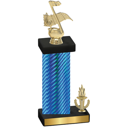 Accented Single Blue Carbon Fiber Victory Music Trophy