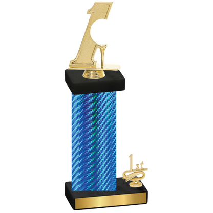 Accented Single Blue Carbon Fiber First Place Golf Trophy