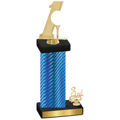 Accented Single Blue Carbon Fiber Third Place Golf Trophy