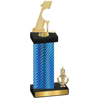 Accented Single Blue Carbon Fiber Victory Golf Trophy