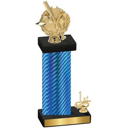 Accented Single Blue Carbon Fiber First Place Baseball Trophy