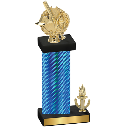 Accented Single Blue Carbon Fiber Victory Baseball Trophy