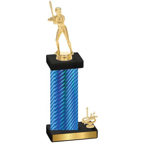 Accented Single Blue Carbon Fiber First Place Softball Trophy