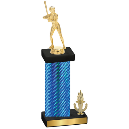 Accented Single Blue Carbon Fiber Victory Softball Trophy