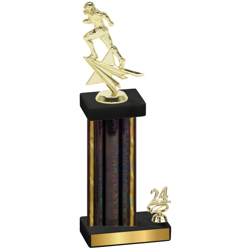 Accented Single Black Glacier Year Football Trophy