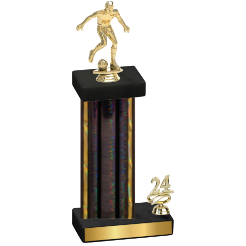 Accented Single Black Glacier Year Soccer Trophy