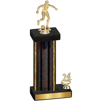 Accented Single Black Glacier Year Soccer Trophy