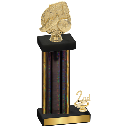 Accented Single Black Glacier Second Place Soccer Trophy