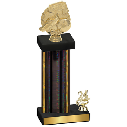 Accented Single Black Glacier Year Soccer Trophy