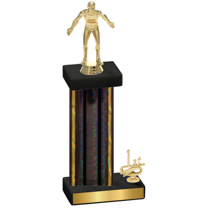 Accented Single Black Glacier First Place Wrestling Trophy