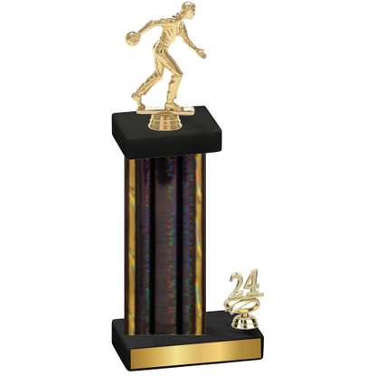 Accented Single Black Glacier Year Bowling Trophy