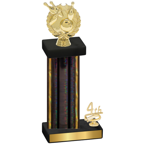 Accented Single Black Glacier Fourth Place Bowling Trophy