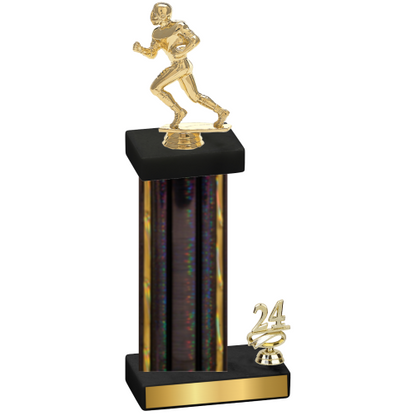 Accented Single Black Glacier Year Football Trophy