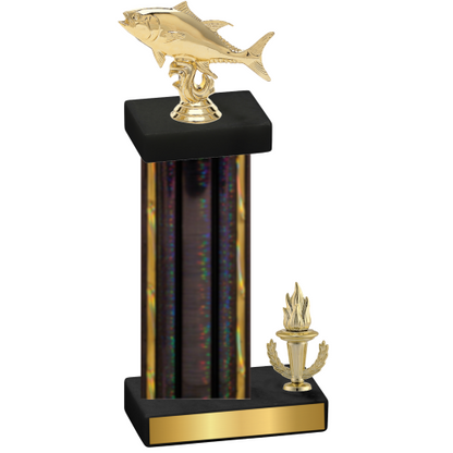 Accented Single Black Glacier Victory Fishing Trophy