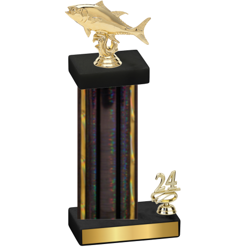 Accented Single Black Glacier Year Fishing Trophy