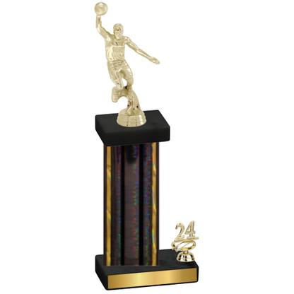 Accented Single Black Glacier Year Basketball Trophy