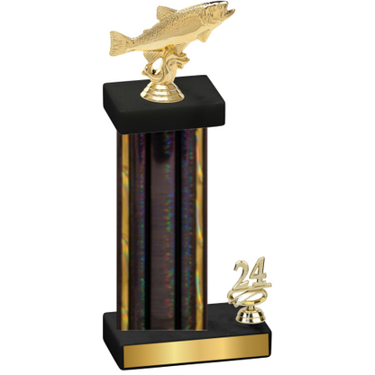 Accented Single Black Glacier Year Fishing Trophy