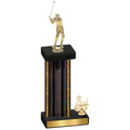 Accented Single Black Glacier Third Place Golf Trophy