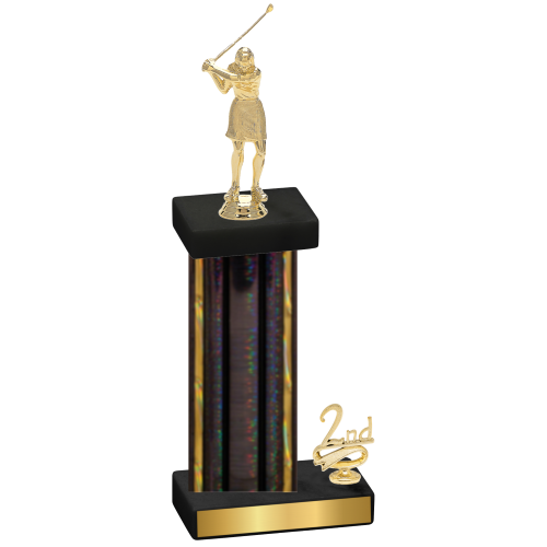 Accented Single Black Glacier Second Place Golf Trophy