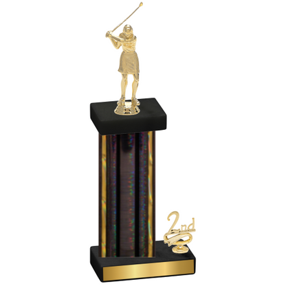 Accented Single Black Glacier Second Place Golf Trophy