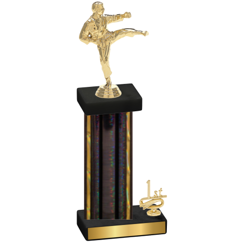 Accented Single Black Glacier First Place Karate Trophy