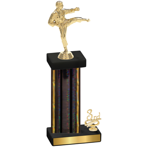 Accented Single Black Glacier Third Place Karate Trophy