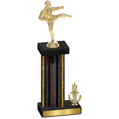 Accented Single Black Glacier Victory Karate Trophy