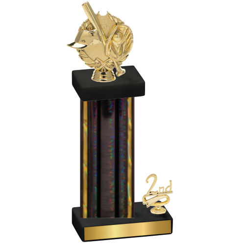 Accented Single Black Glacier Second Place Baseball Trophy