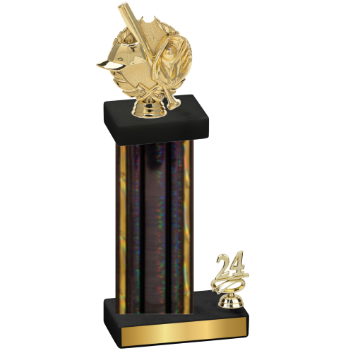 Accented Single Black Glacier Year Baseball Trophy