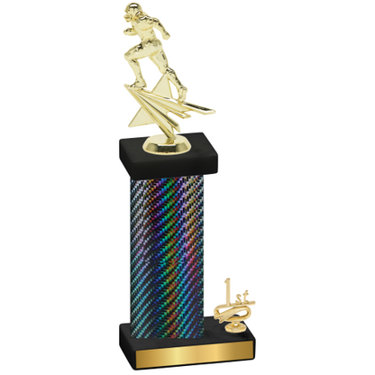 Accented Single Black Carbon Fiber First Place Football Trophy